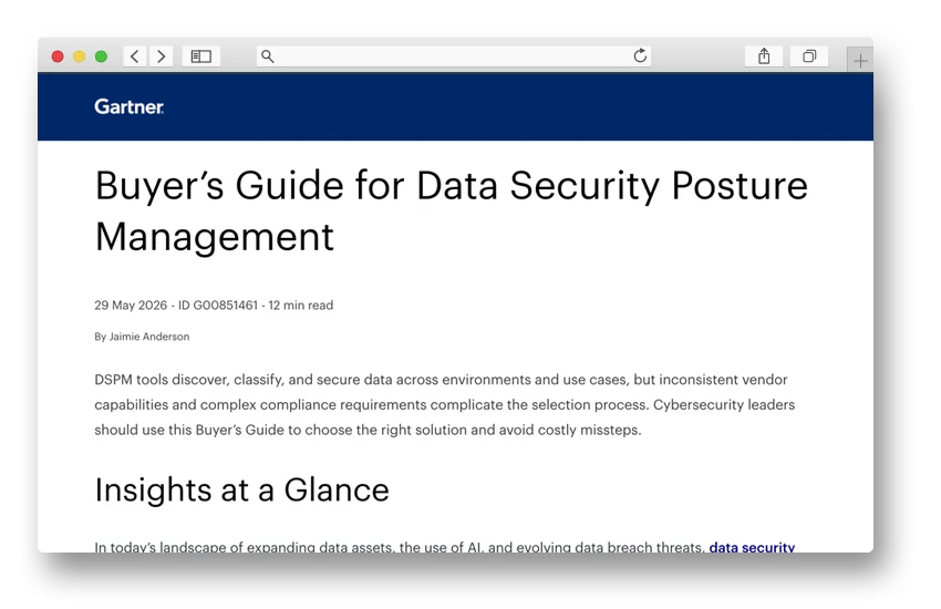Gartner® Buyer’s Guide for Data Security Posture Management