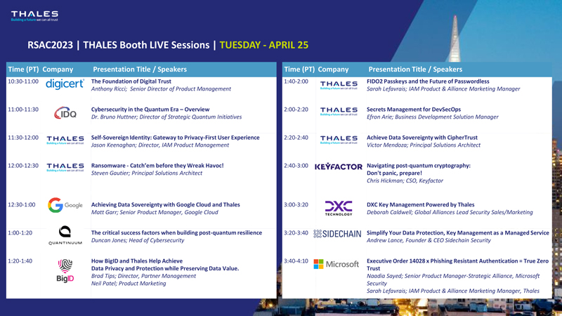 THALES Booth LIVE Sessions 25