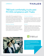 TAB bank comfortably trucks past PCI DSS compliance with Thales