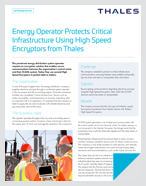 Energy Operator Protects Critical Infrastructure Using High Speed Encryptors from Thales