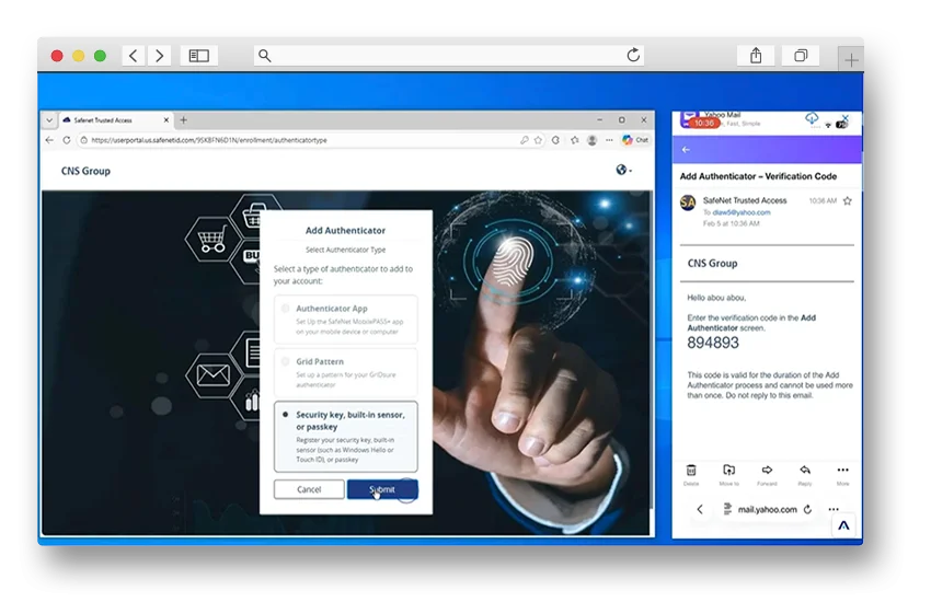 MobilePASS+ Authenticator App Interface
